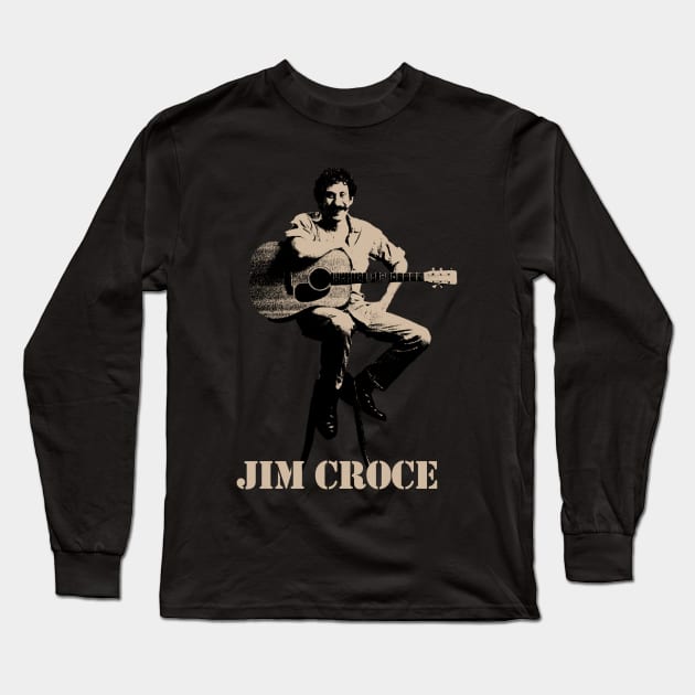 jim croce (black cream) Long Sleeve T-Shirt by oeyadrawingshop